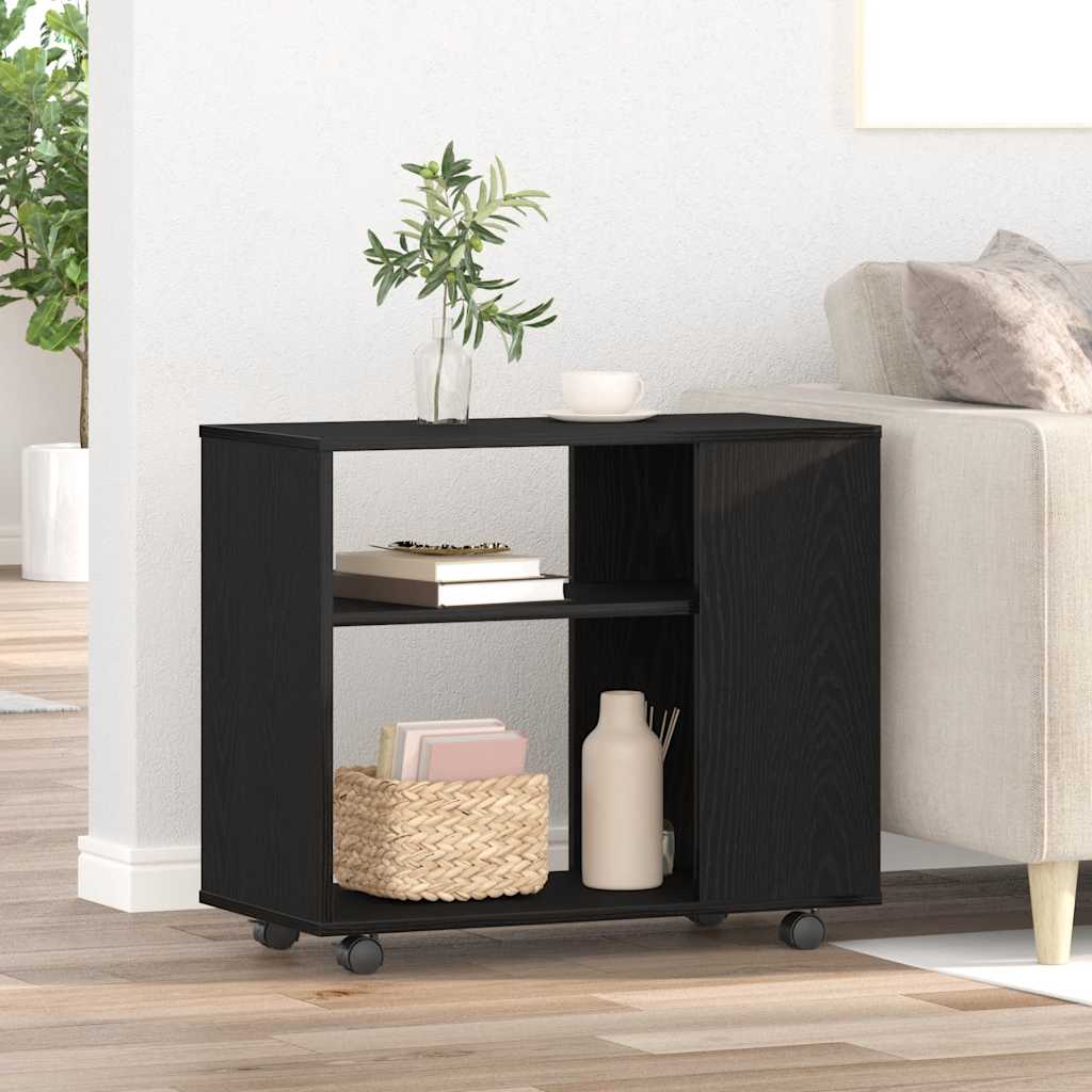 Side Table Black Oak 70x35x60 cm Engineered Wood